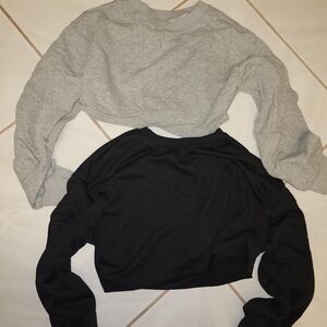 SHEIN Gray and Black Cropped Sweatshirts